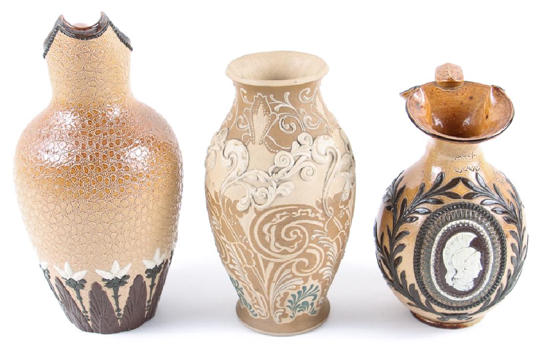 3 Doulton Lambeth Pieces, 2 Jugs and a Vase (1 of 2)