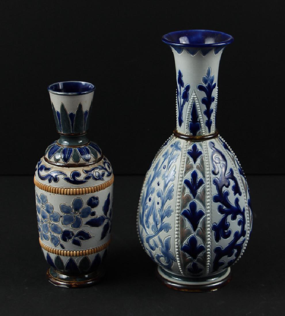 2 Doulton Lambeth 19th Century Art Nouveau Vases (1 of 9)
