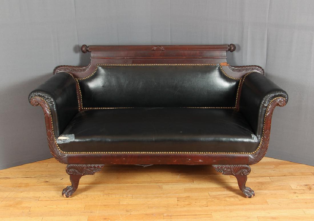 Duncan Phyfe style carved Loveseat (1 of 8)