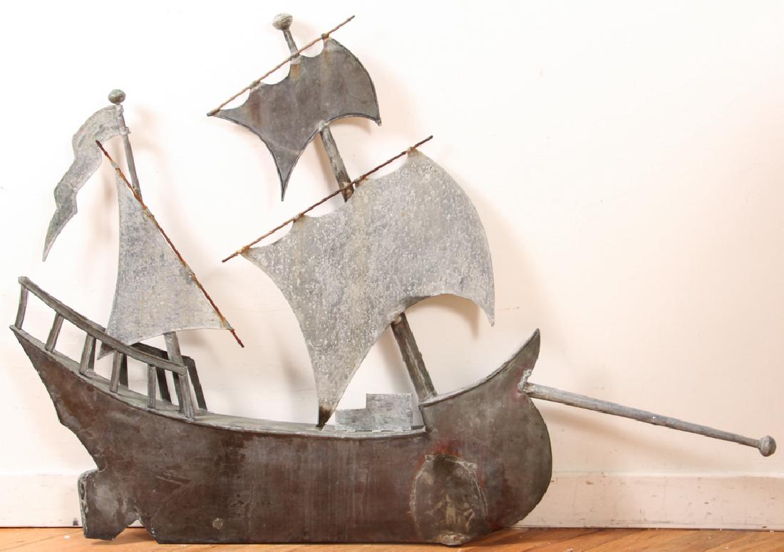 Galleon Ship Weathervane C. 1930, copper and brass with (1 of 7)