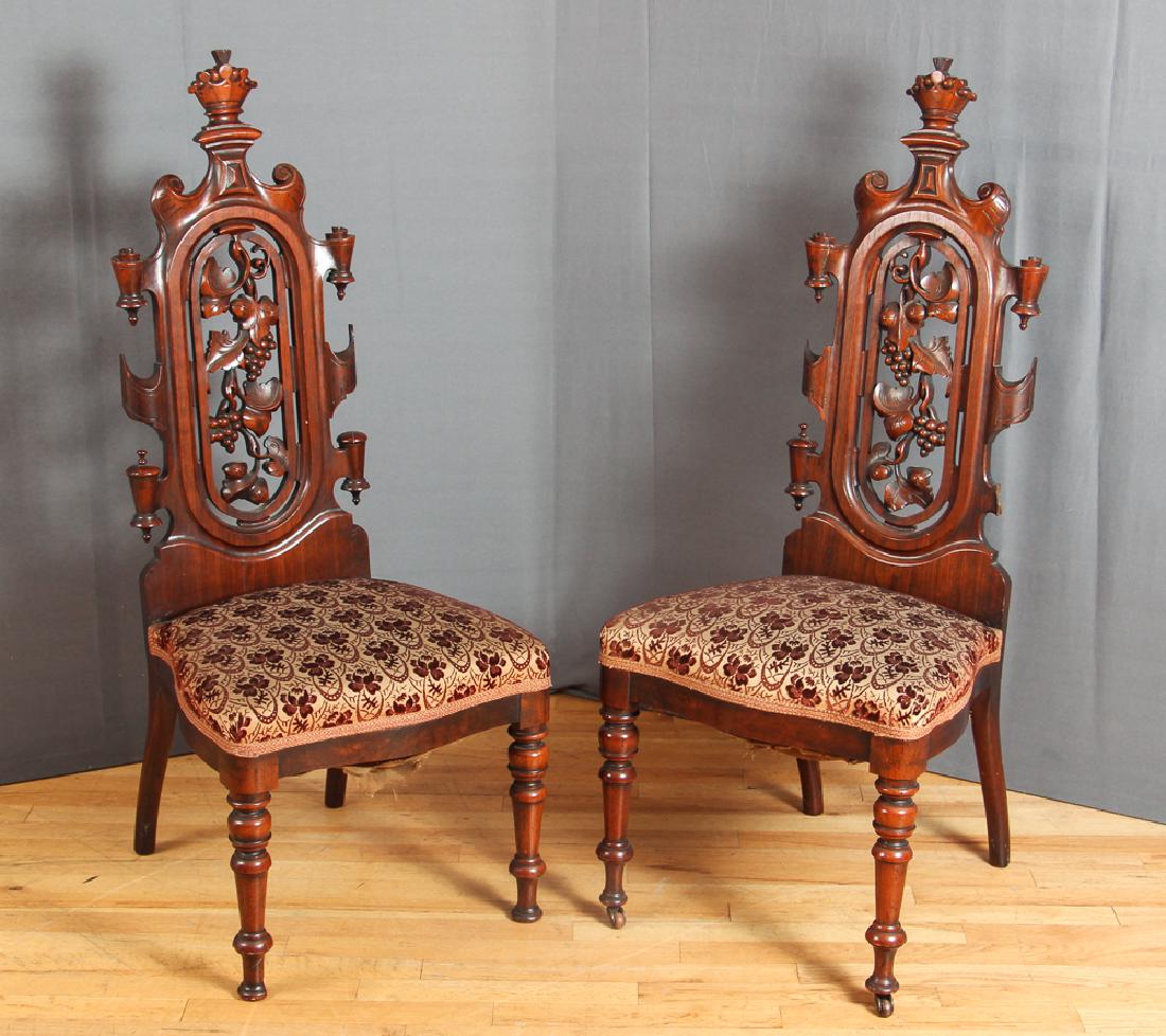 Pair Victorian Rococo Revival Rosewood Chairs (1 of 8)