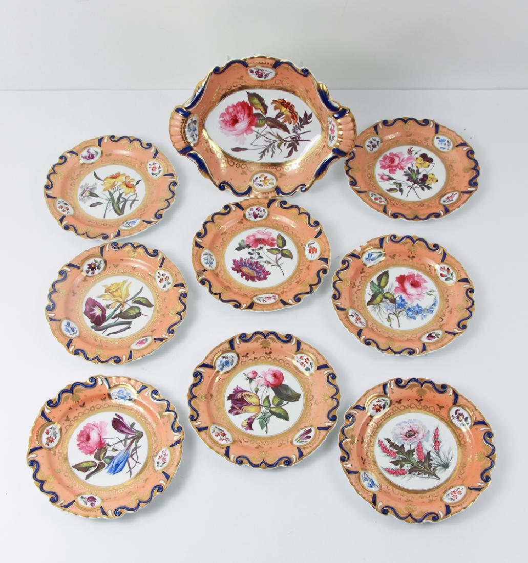 Nine Piece Old Paris dessert set with hand painted (1 of 10)