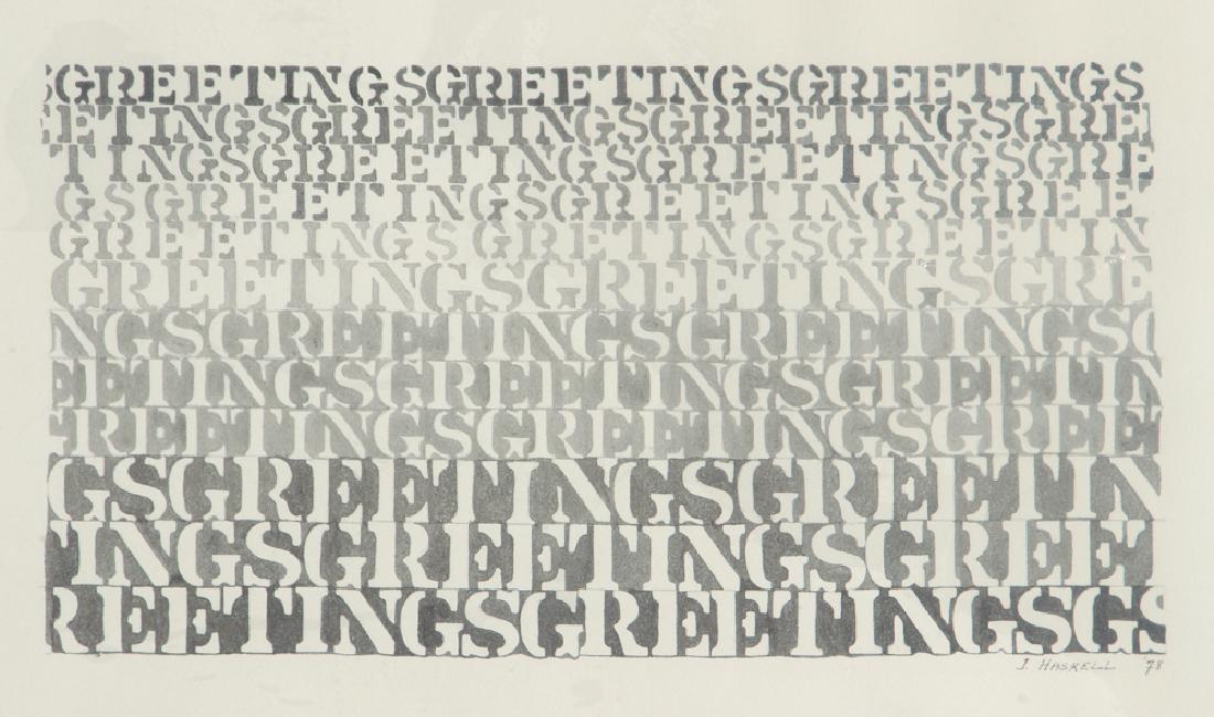 Jane Haskell 1978 drawing and ink wash Greetings (1 of 5)