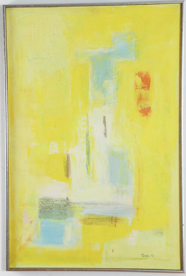 Rena 1972 acrylic Yellow Abstraction (1 of 3)