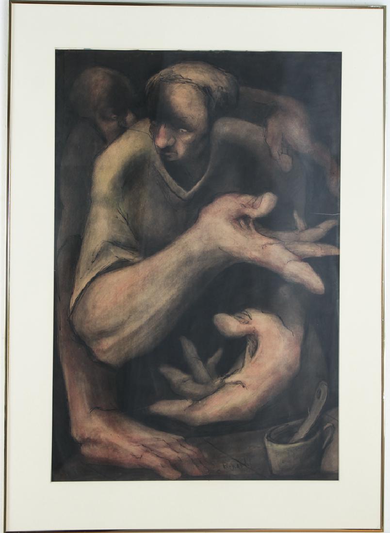 Two Mixed Media Drawings signed Richards (1 of 5)