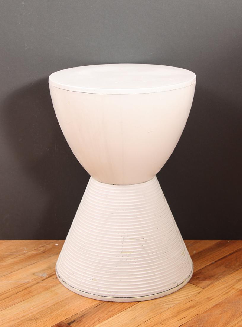 Painted Plastic Stool or Plant Stand: Painted plastic stool or plant stand, measuring 17 by 12 inches.