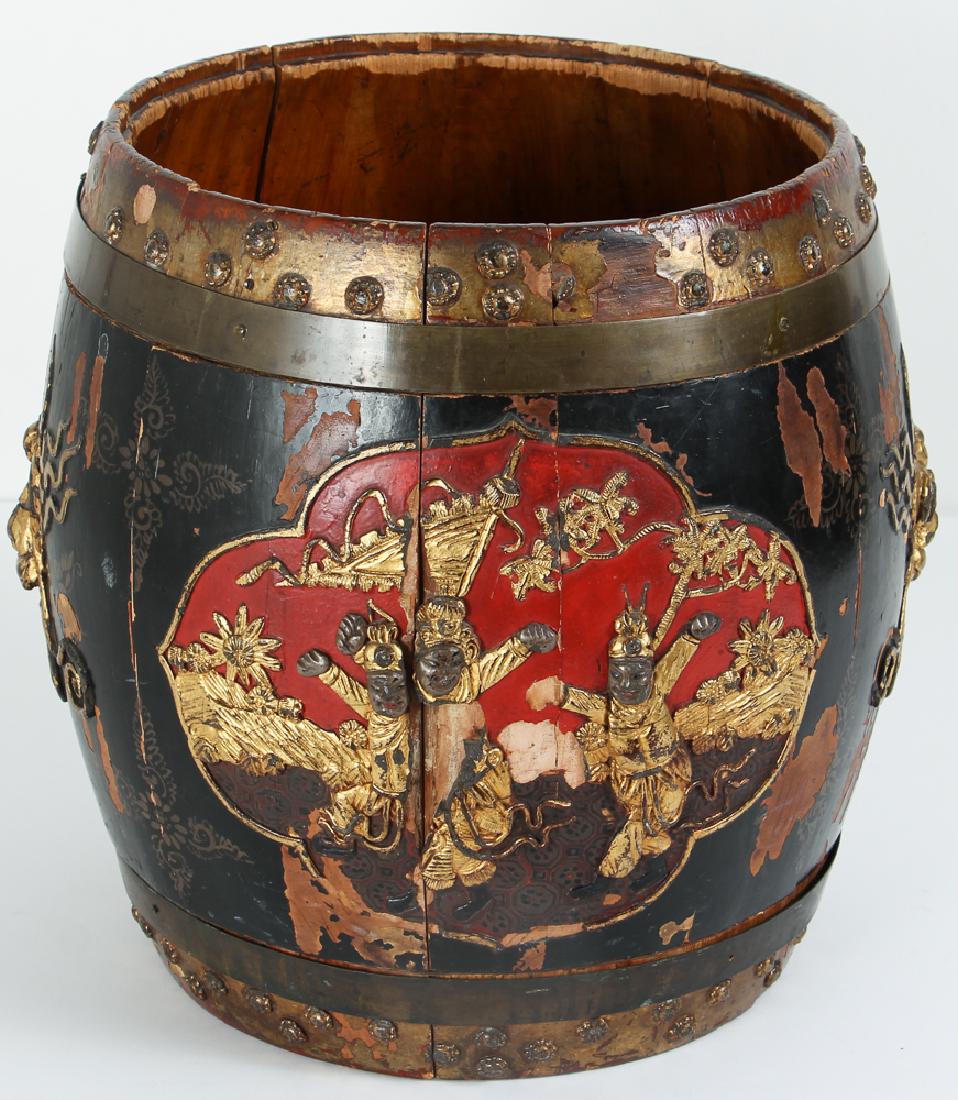 Chinese Lacquer Barrel Shaped Storage Stool (1 of 9)