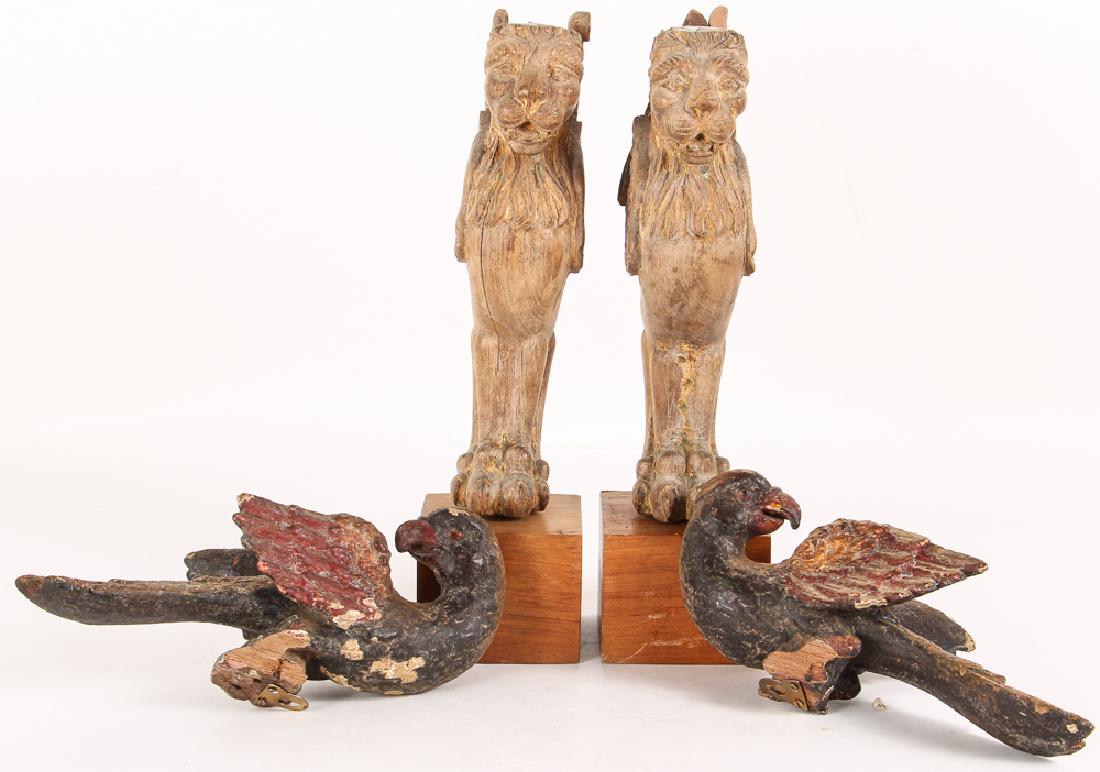 4 Indian polychromed architectural remnants Lion (1 of 10)