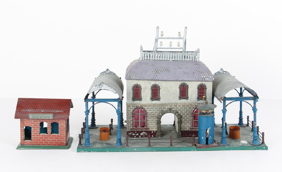 Painted Metal Train Set Train Station Pieces (1 of 7)