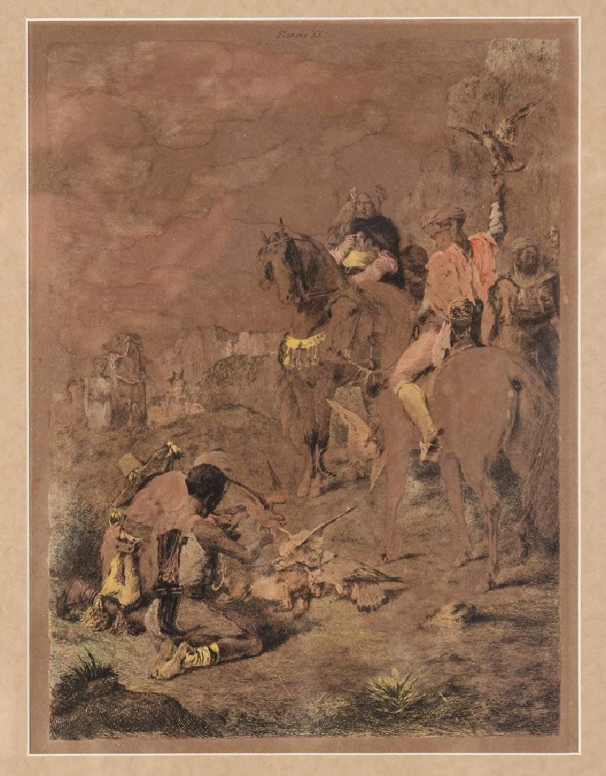 Handcolored Engraving Orientalist Falconer Hunt (1 of 5)