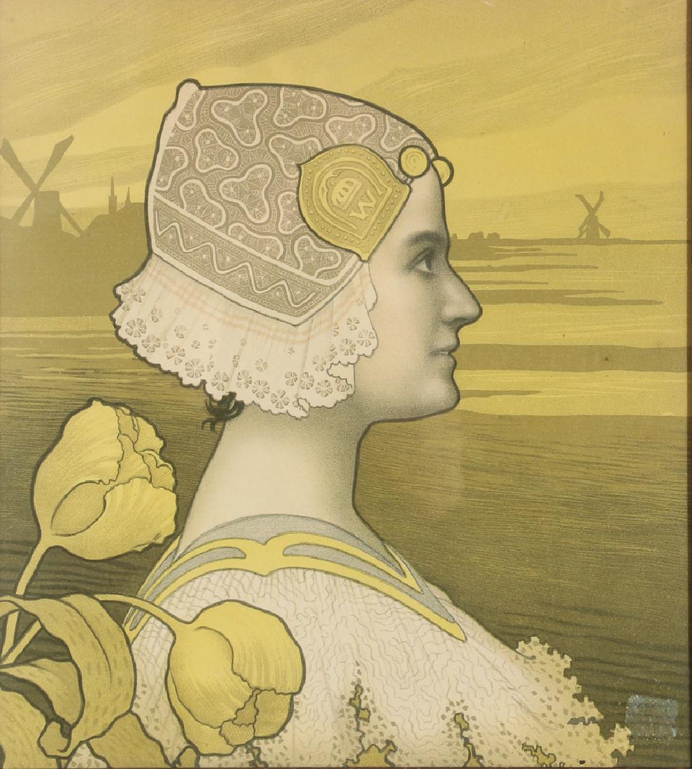 Paul Berthon Queen Wilhelmina Chromolithograph: Berthon, Paul (French, 1872-1909), Queen Wilhelmina chromolithograph, 15.25 by 13.5 inches, in a wood frame measuring 16.5 by 15 inches.