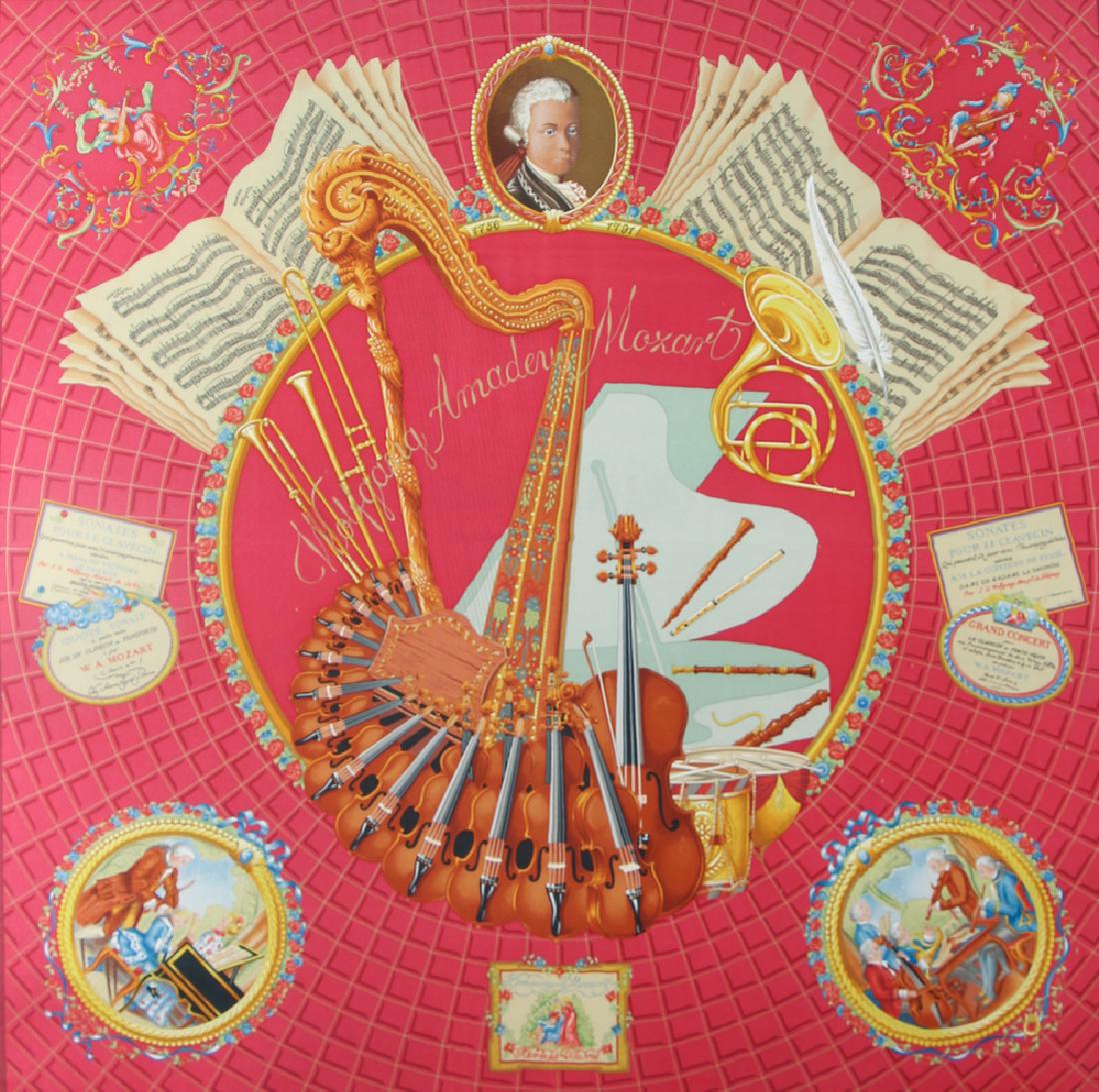 Framed Hermes Silk Scarf Mozart Theme (1 of 10)