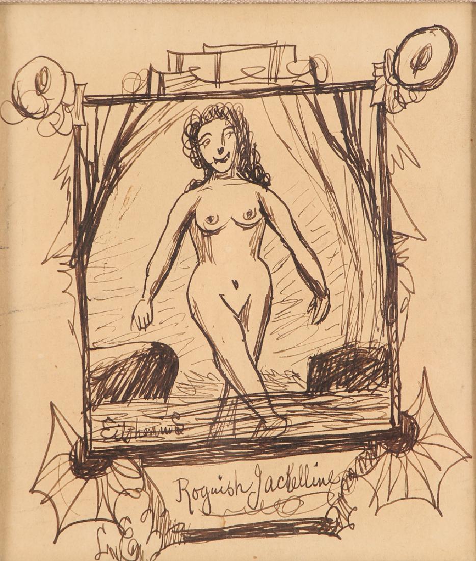 Louis Eilshemius ink drawing Roguish Jackelline (1 of 5)