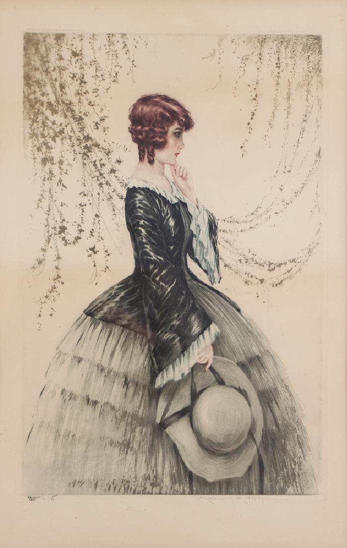 1920s 1930s Icart Style Young Woman Lithograph (1 of 8)