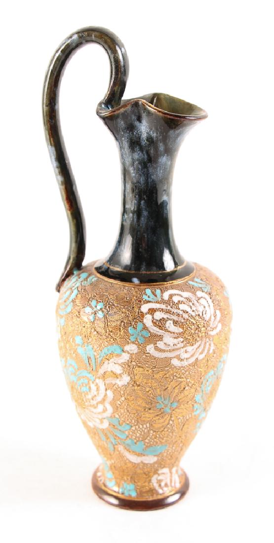 Doulton Lambeth Ewer with gilded textured body (1 of 5)
