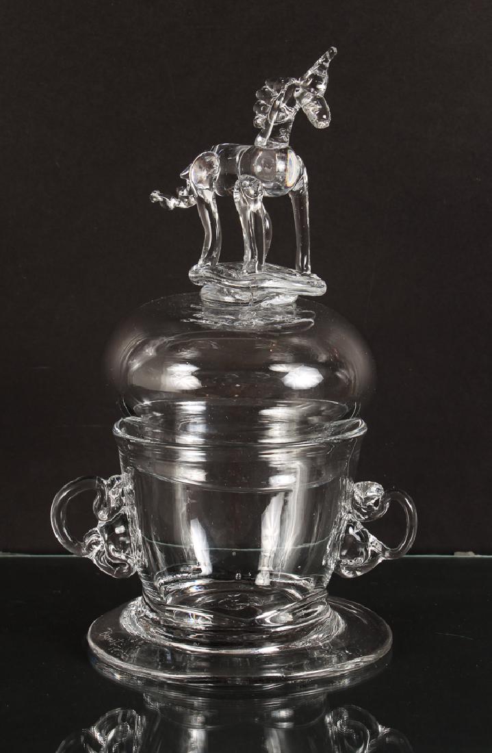 Bernot Glass Unicorn Vessel in Steuben Style (1 of 8)