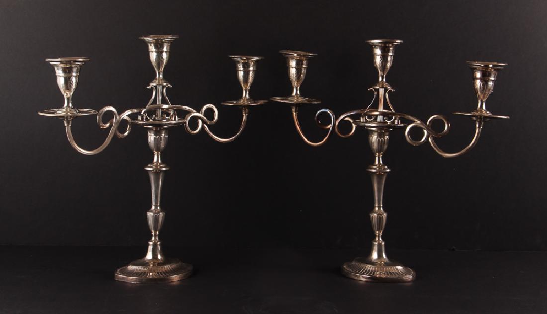 Pair Unusual Sheffield Plate Candelabra (1 of 8)