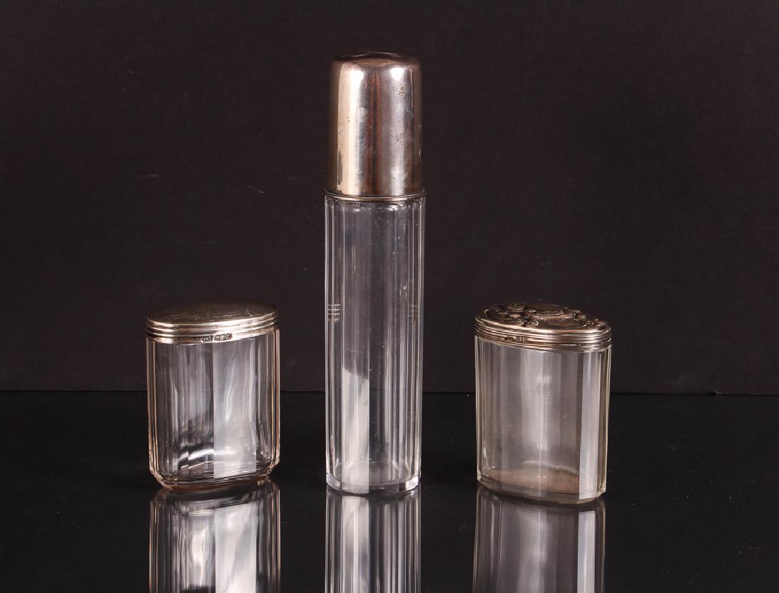 Three Sterling Lidded Glass Vessels Inc Flask (1 of 10)