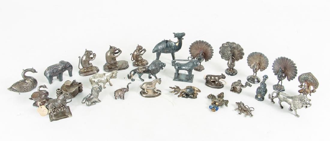 Large Group of Silvered Metal Animals (1 of 8)