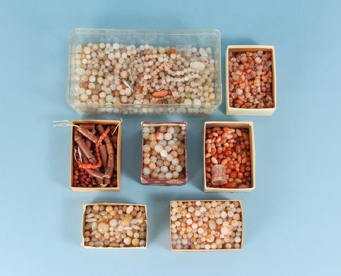 Large Group of Peach and Orange Agate Mineral Beads (1 of 7)