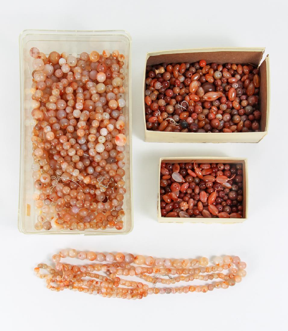 Large Group of Orange Colored Agate Mineral Beads (1 of 6)