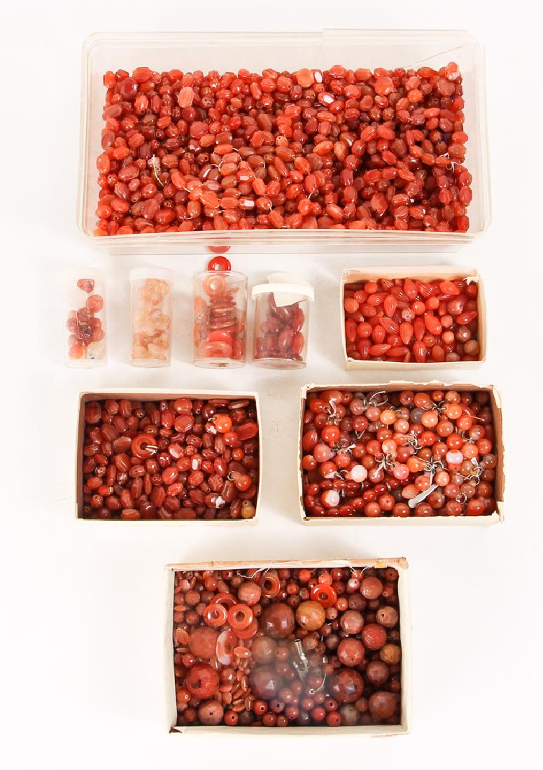 Large Group of Orange Colored Agate Mineral Beads (1 of 9)
