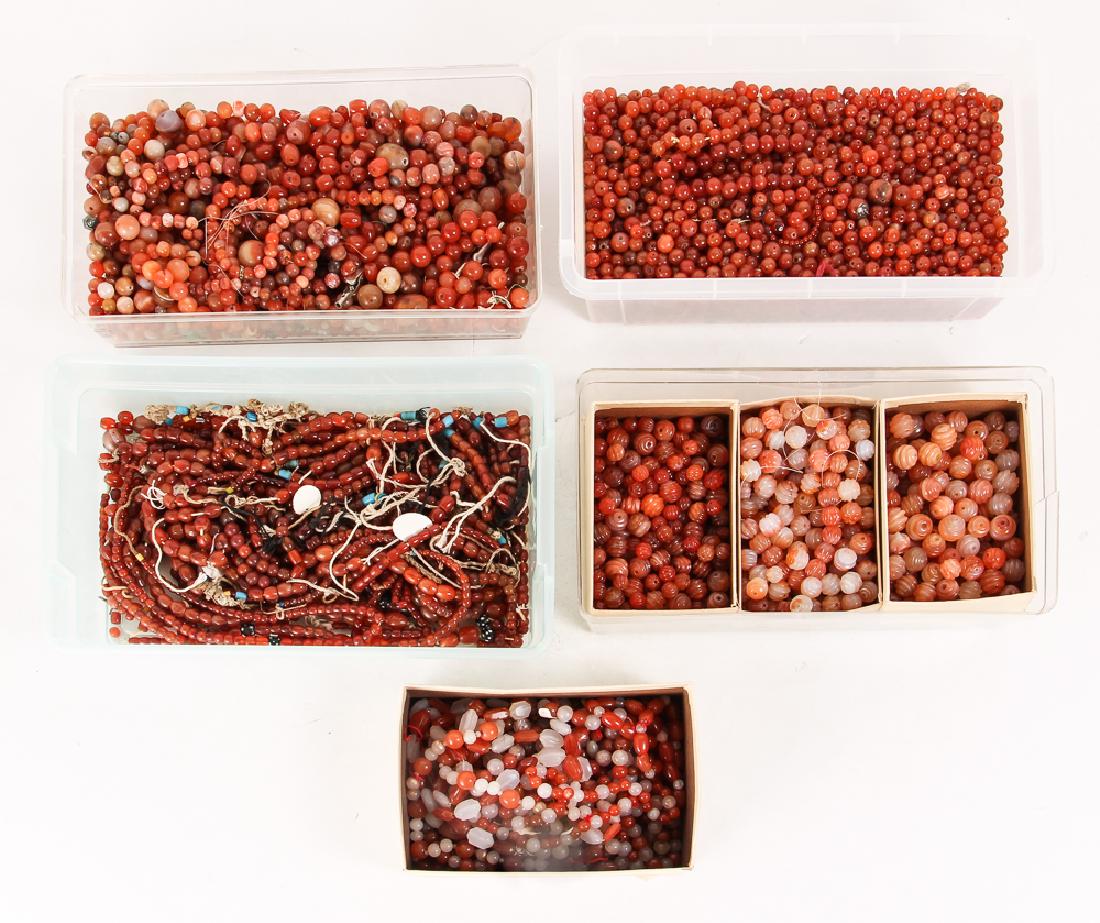 Very Large Group of Orange Colored Agate Mineral Beads (1 of 9)