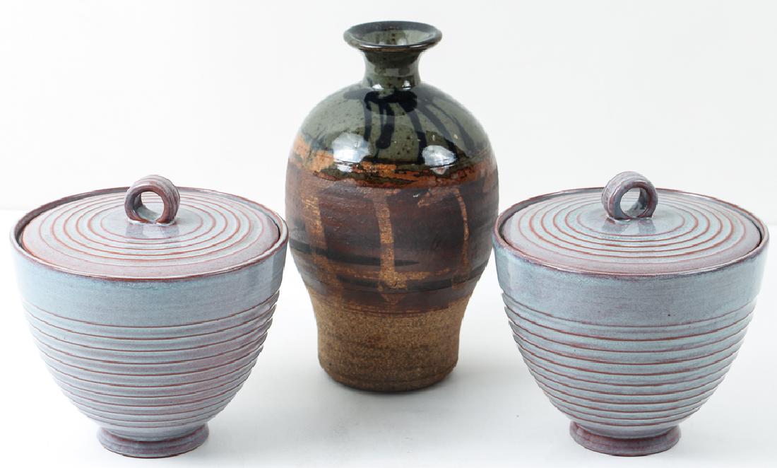 2 Littlefield Lidded Bowls and glazed ceramic vase (1 of 13)