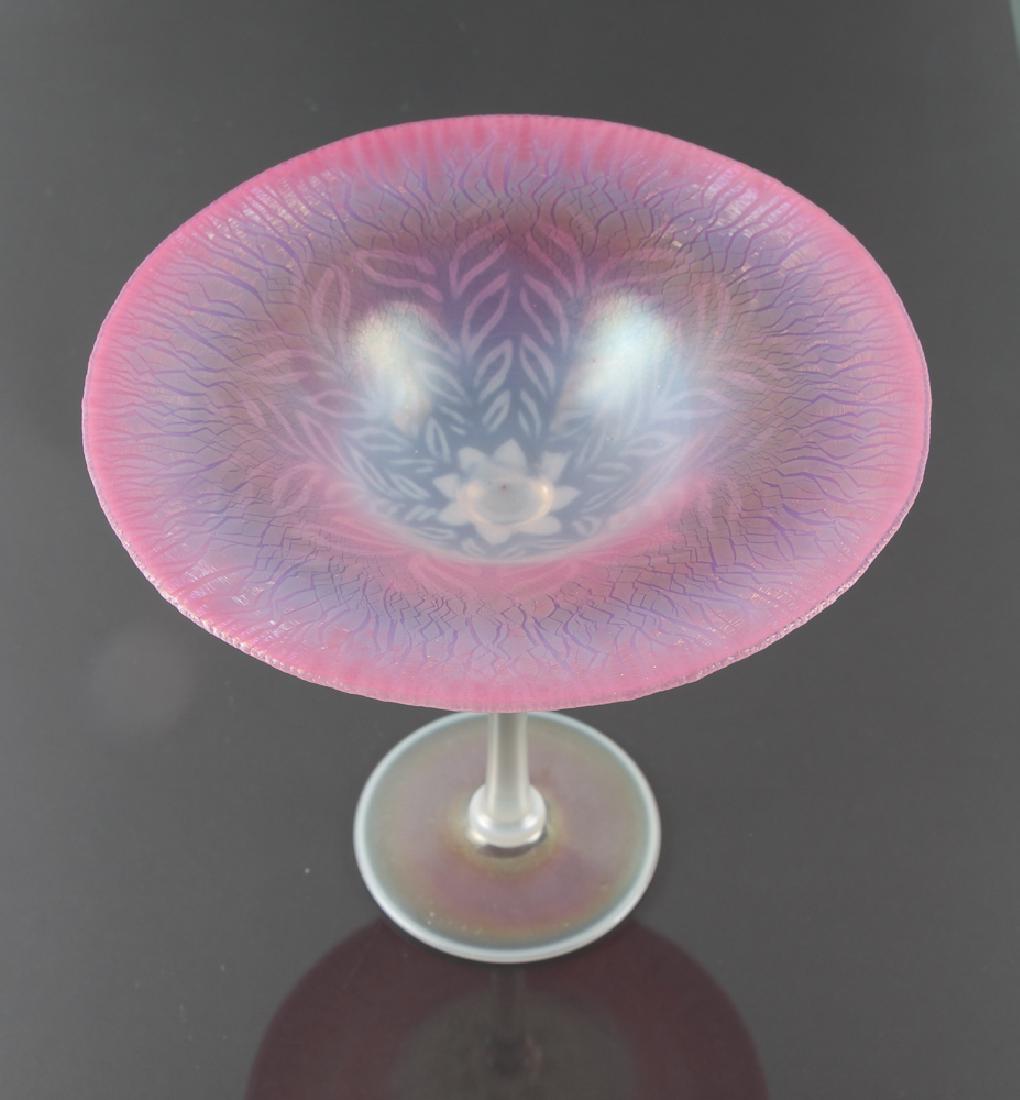 Tiffany Tall Pink Pastel Pattern Glass Compote (1 of 6)