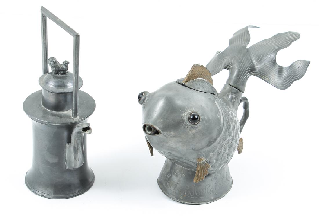 Two Antique Chinese Pewter Teapots (1 of 13)
