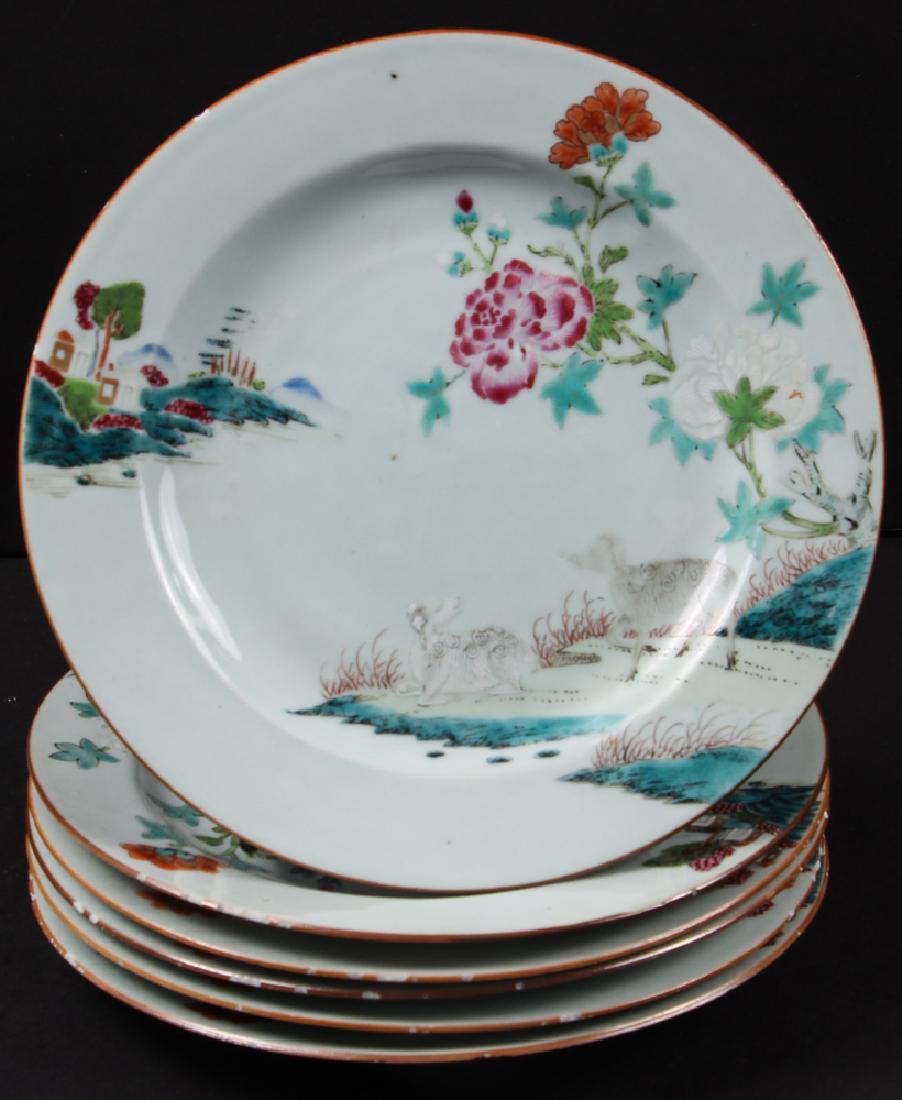 Six Antique Chinese Famille Rose Plates (1 of 7)