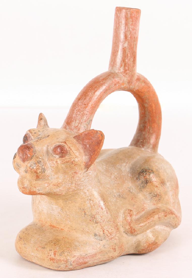 Stirrup Spout Vessel of a Feline,  Peru, Moche 100 to (1 of 6)