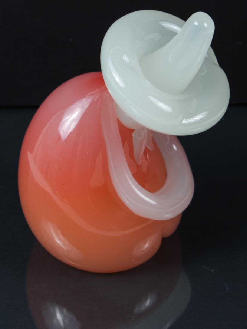 20th Century Murano Glass Sleeping Man with Sombrero: Murano Apricot and Milk Glass sculpture, 20th Century Glass, 7.5 inches tall
