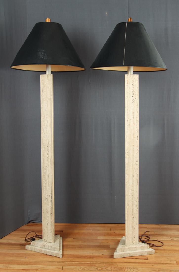 Pair of Herb Seigle Travertine Floor Lamps (1 of 8)