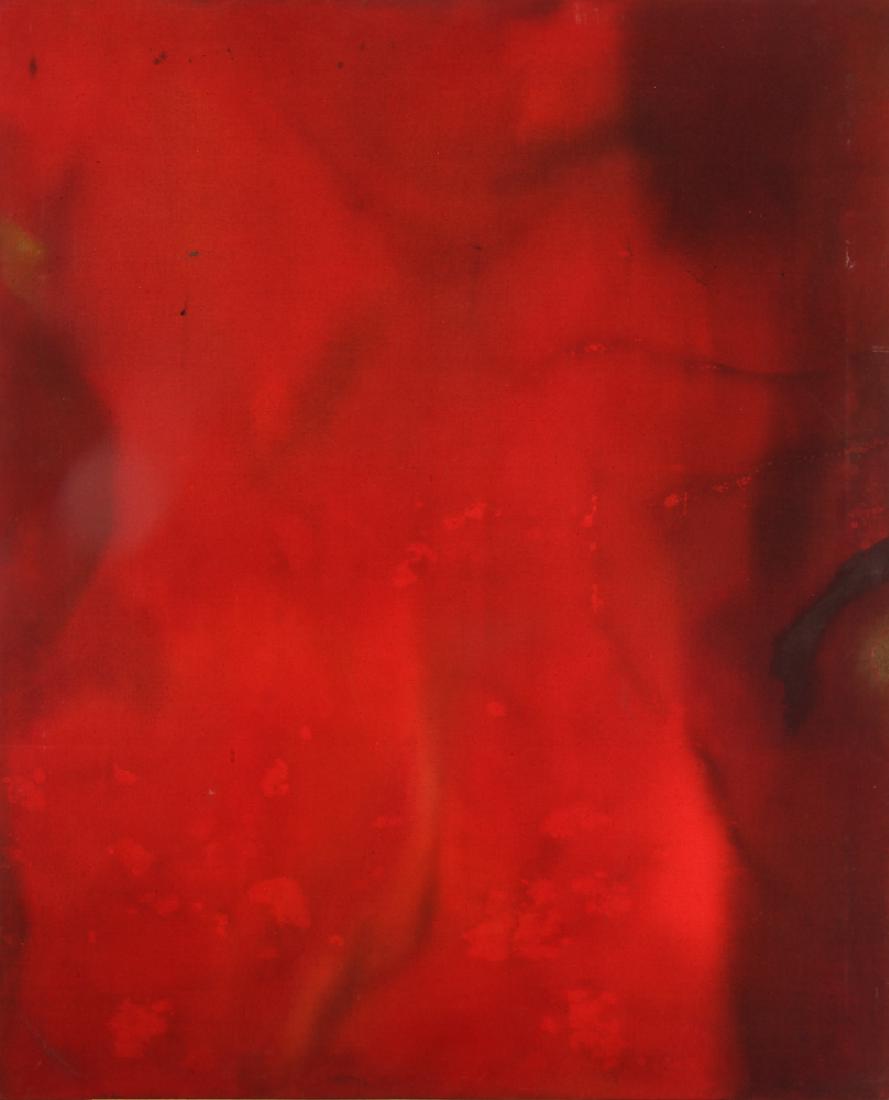 Willem De Looper September 1967 Abstract Painting: De Looper, Willem, (Dutch/American, 1932 - 2009), September, 1967, abstract field in red, acrylic on canvas, 52 x 42 x 1 inches, unframed, signed and titled on reverse, fine art gallery tag, Hemphill,