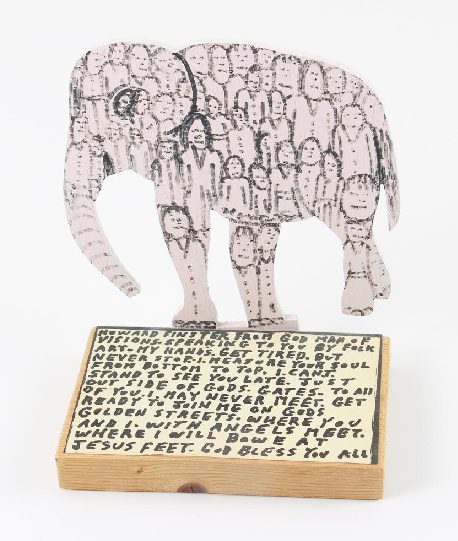 Reverend Howard Finster Elephant Wooden Sculpture (1 of 4)