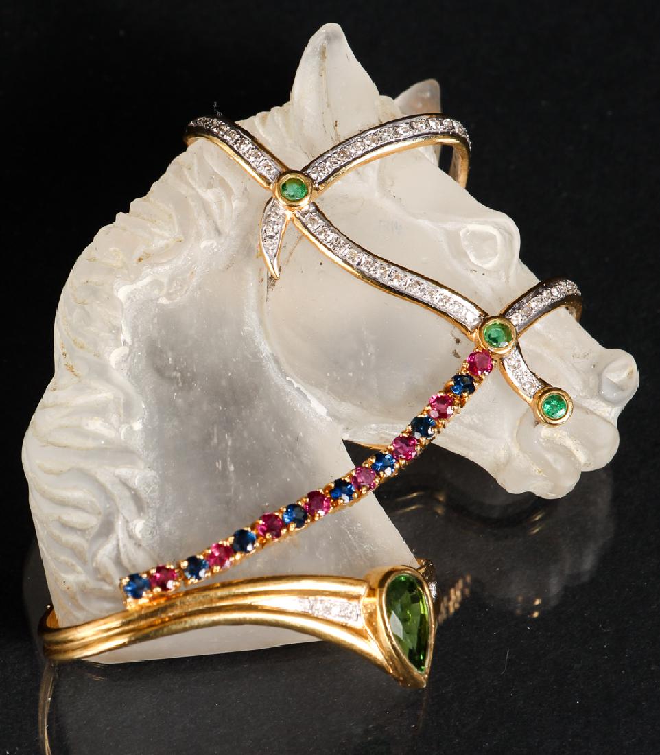 Rock Crystal Gold Diamond Horse Pin (1 of 6)