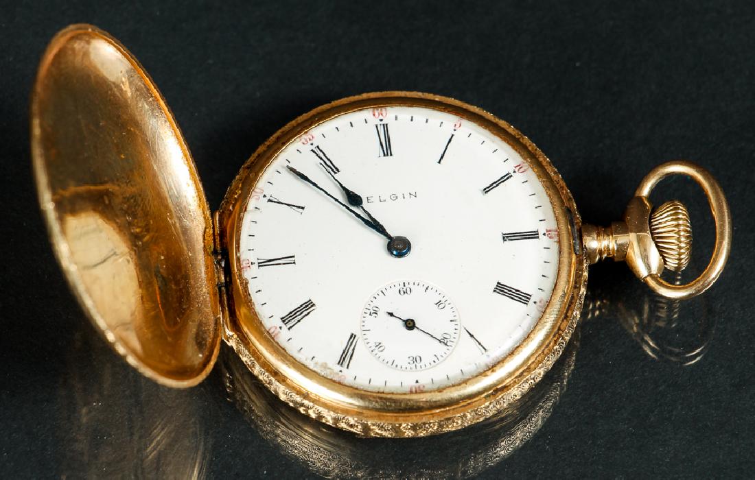 14 K Gold Elgin Hunter's Case Pocket Watch (1 of 8)