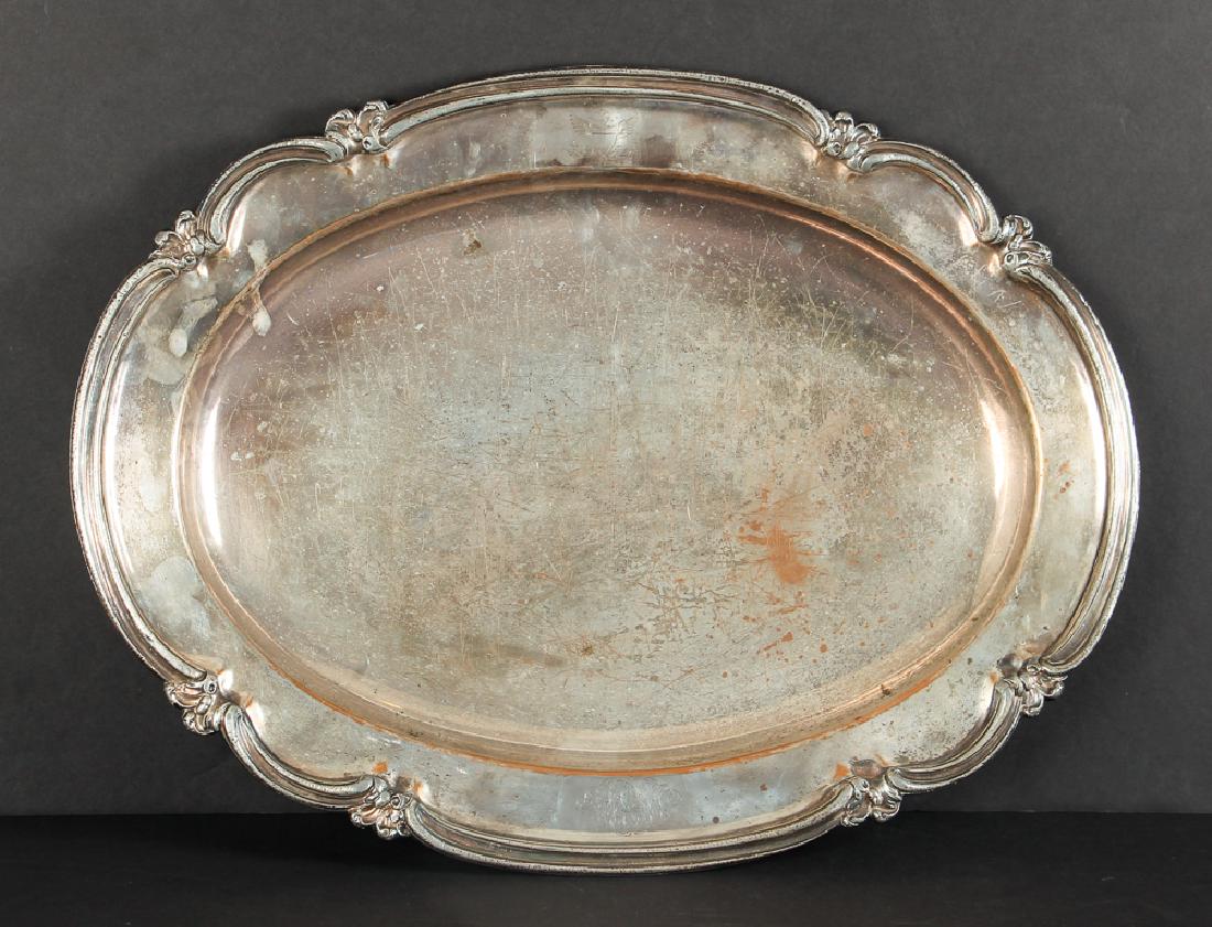 Large Sheffield Plate Platter with Eagle Insignia (1 of 8)