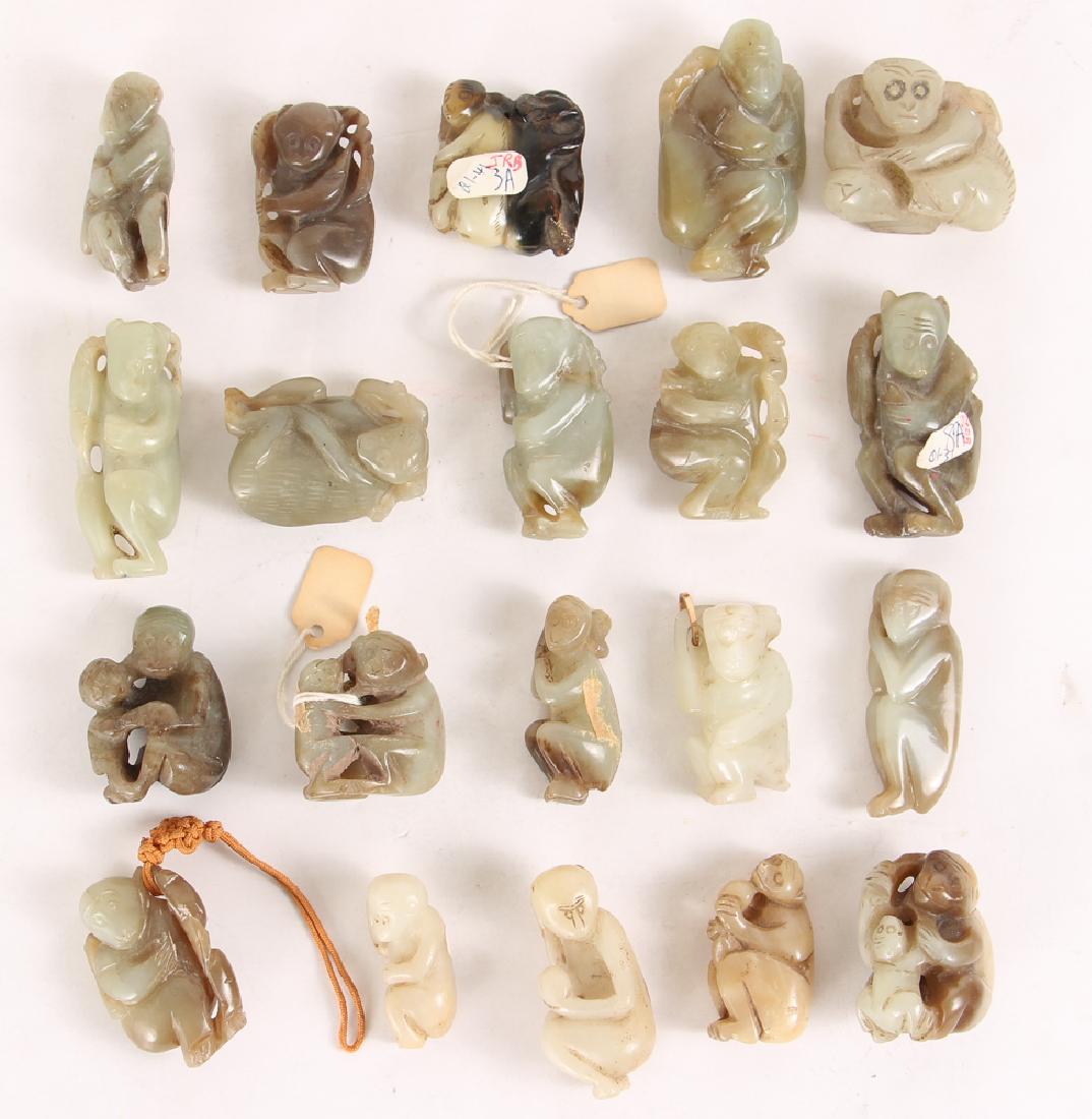 Twenty Chinese Jade or Nephrite  Monkey Carvings (1 of 6)