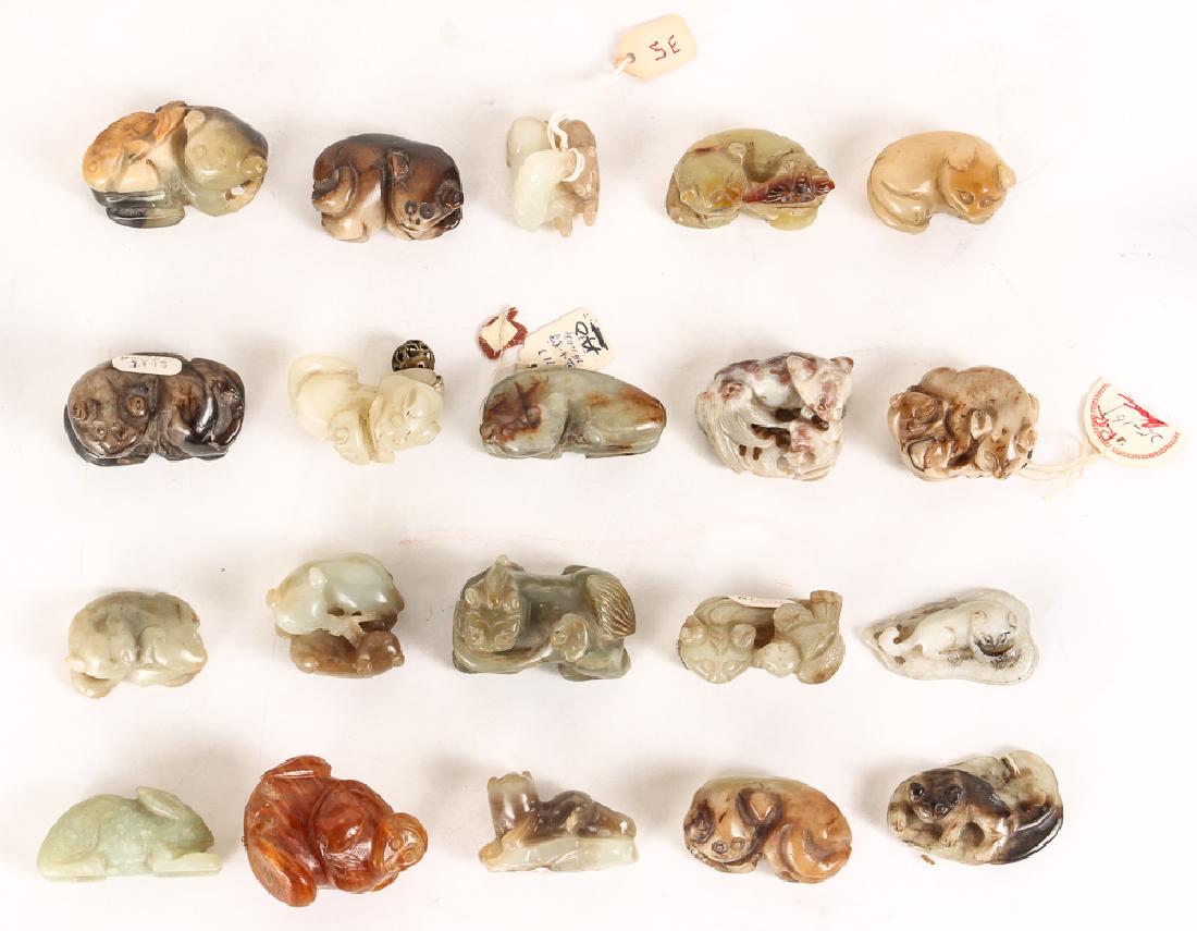 Twenty Diminutive Jade or Nephrite Animal Carvings (1 of 6)