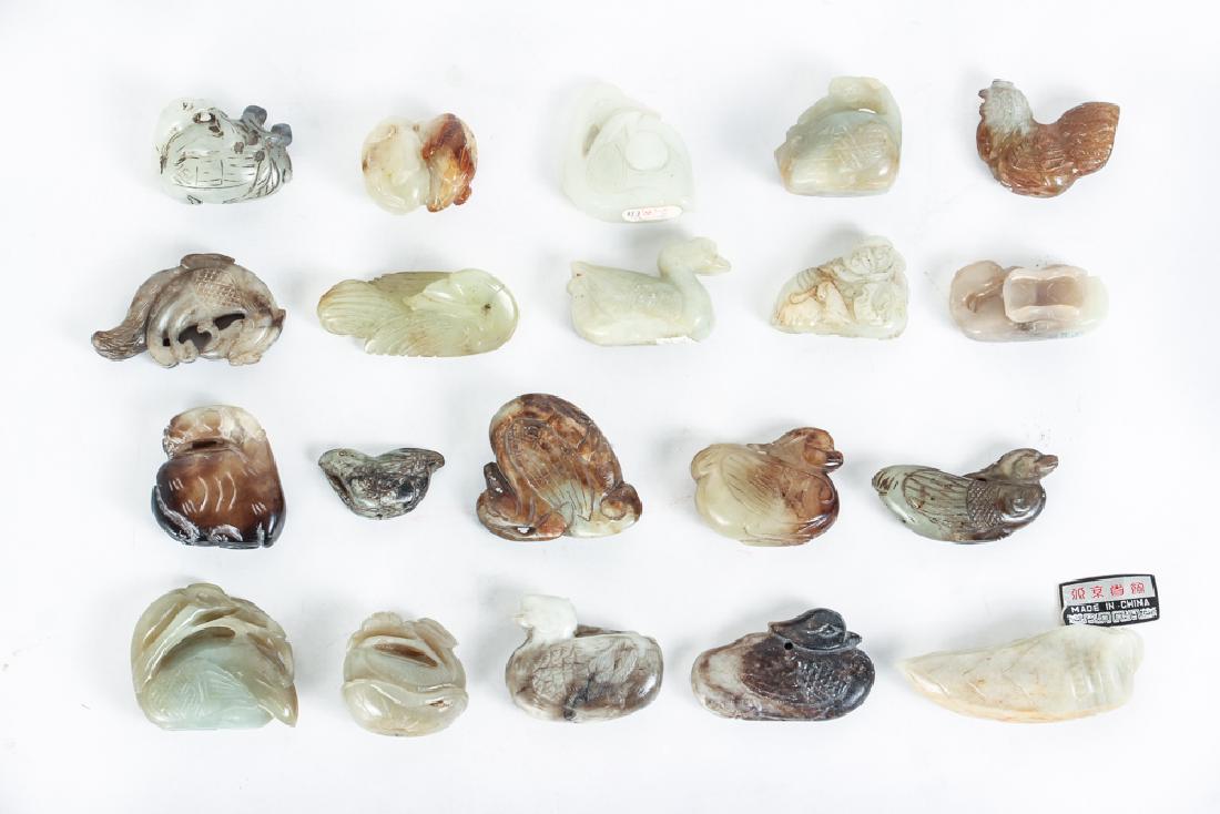 Twenty Diminutive Jade or Nephrite  Bird Carvings (1 of 6)