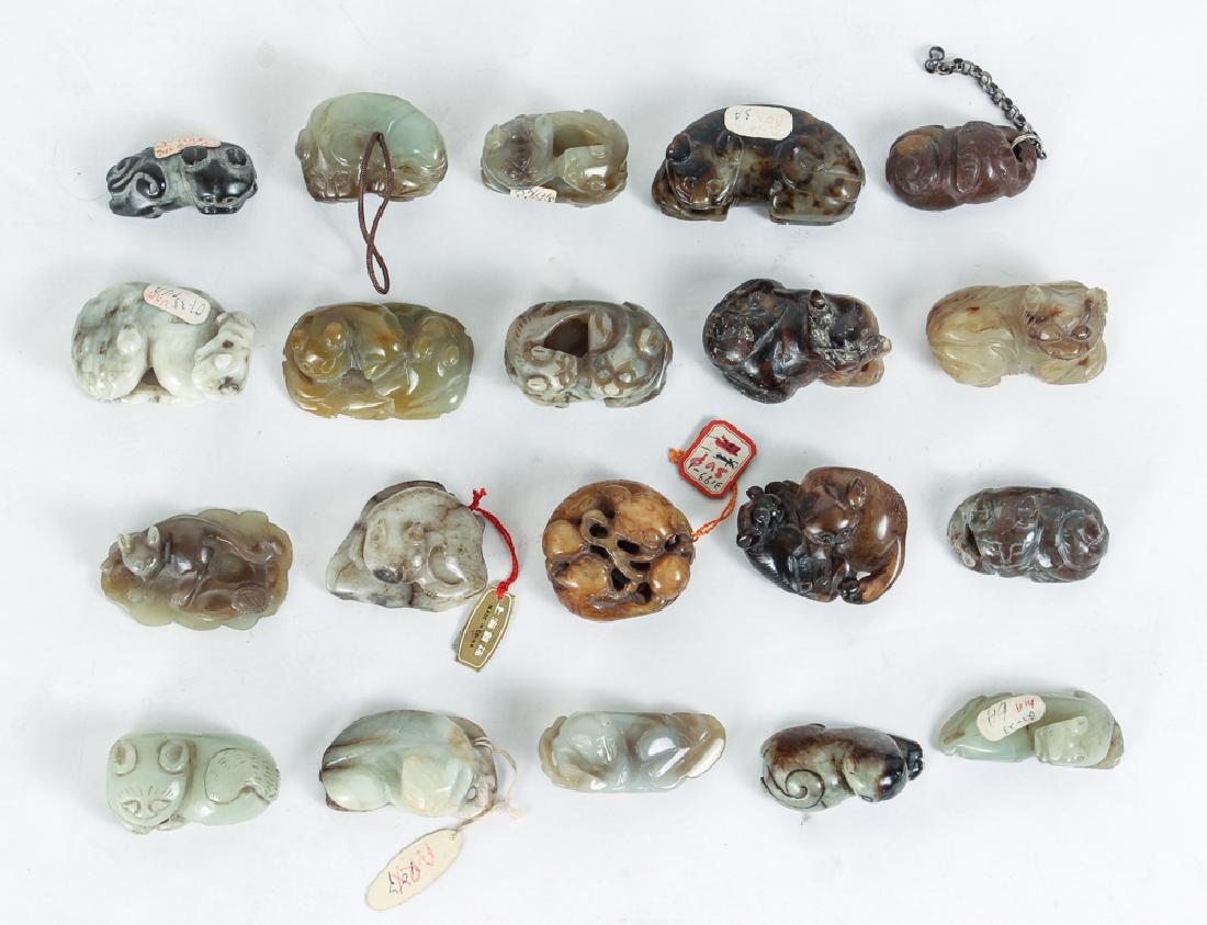 Twenty Diminutive Chinese Cat Jade or Nephrite Carvings (1 of 7)