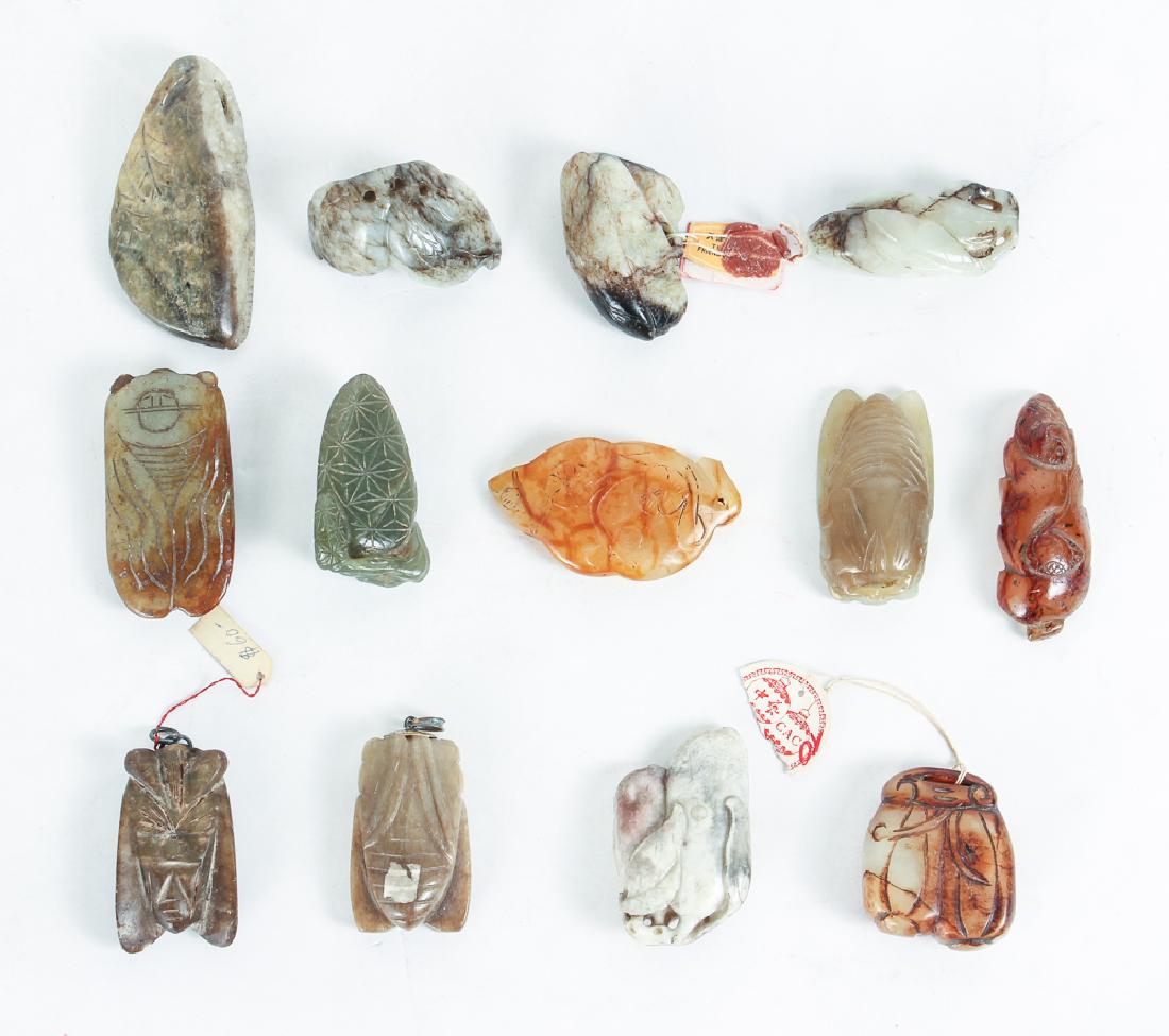 Thirteen Chinese Plant and Locust Jade pr Nephrite (1 of 7)