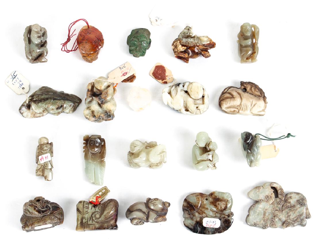 Twenty Diminutive Chinese Jade or Nephrite Carvings (1 of 7)