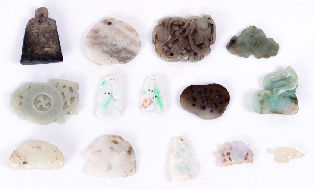 Fourteen Jade or Nephrite Pendants Amulets (1 of 6)