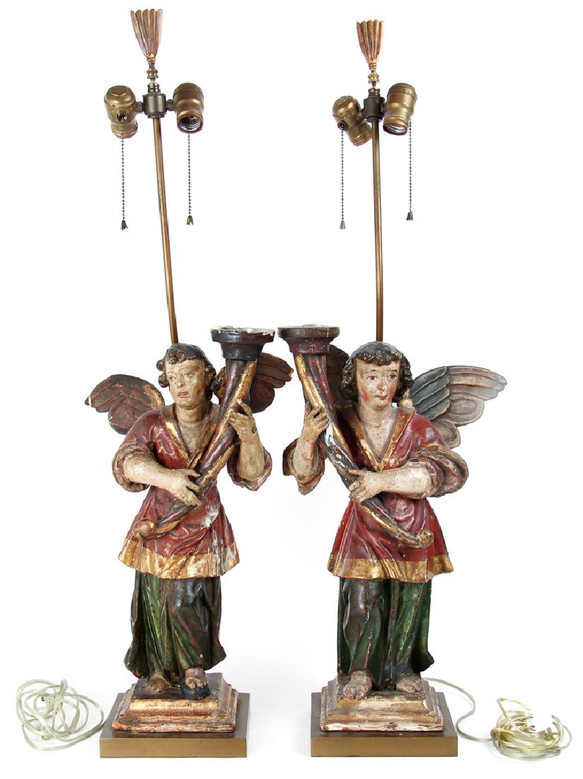 Pair of Polychrome Angel Candelabra (1 of 11)