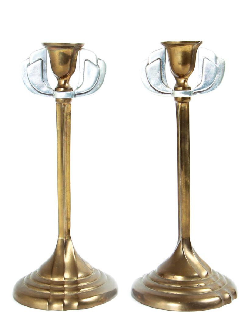 Pair of Arts and Crafts Style Metal Candlesticks (1 of 7)