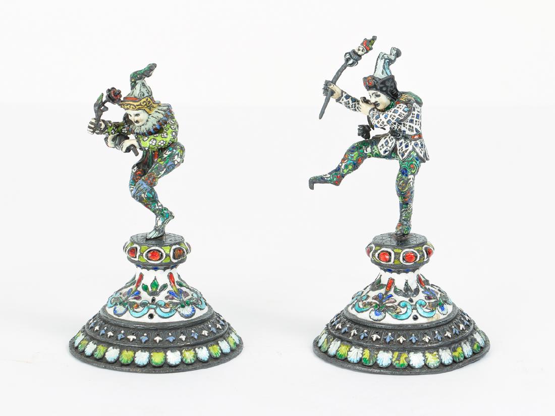 Two Antique French Silver and  Enamel Court Jesters (1 of 10)