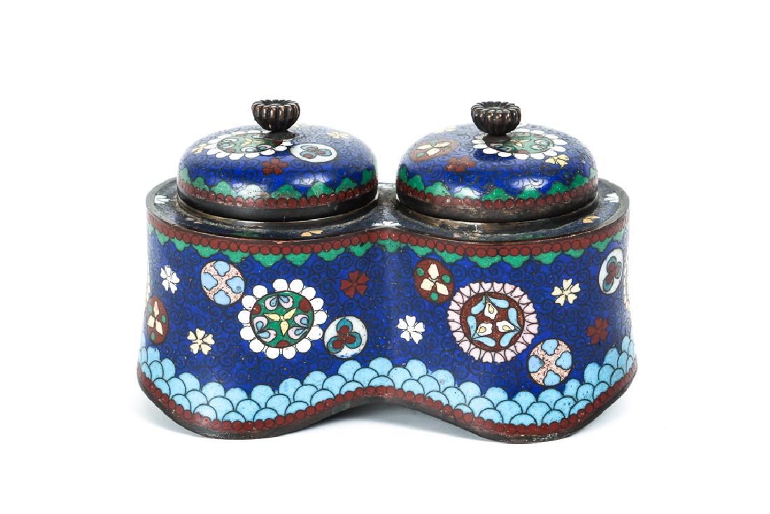 Antique Japanese Cloisonne Double Inkwell (1 of 5)